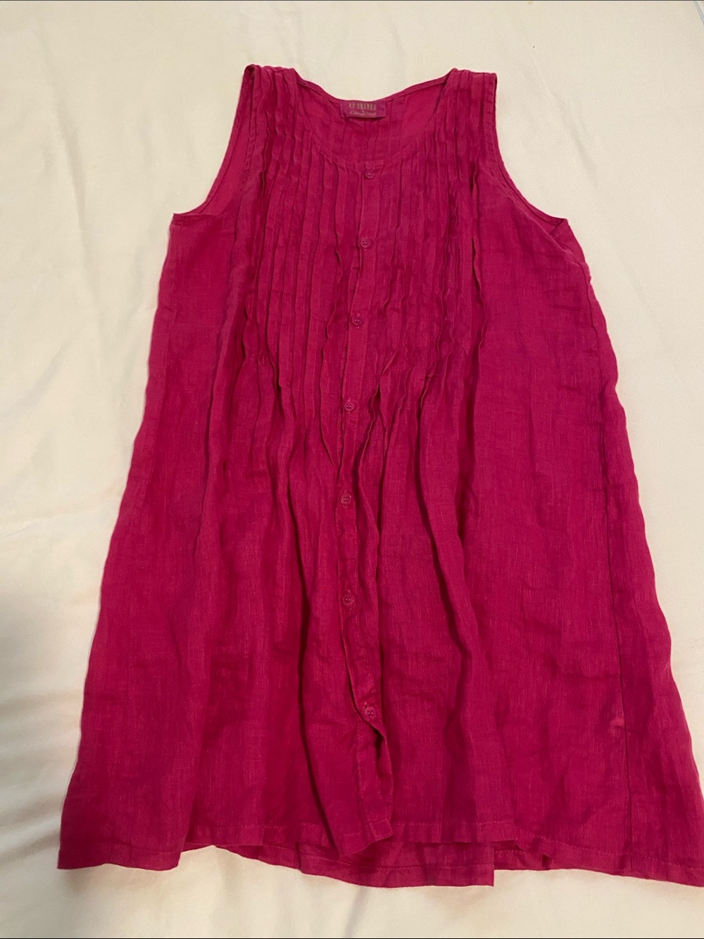 CP Shades Sleeveless Pintuck Button Front Tunic - Fuchsia